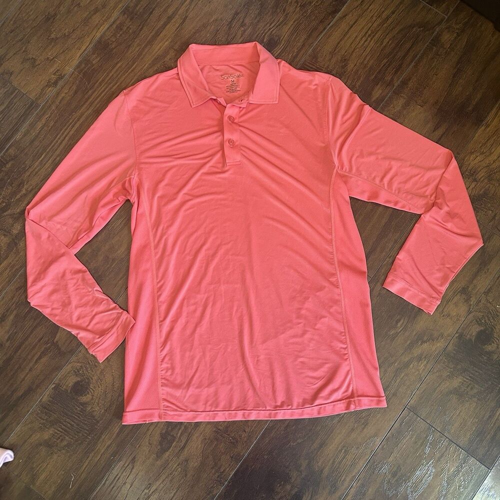 San Soleil Polo Shirt Mens Medium Salomon Golf Tennis SolCool UV 50 Cooling